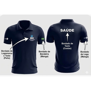 Camisa polo TODA BORDADA Prefeitura RIO SAUDE EDUCAÇAO COMLURB