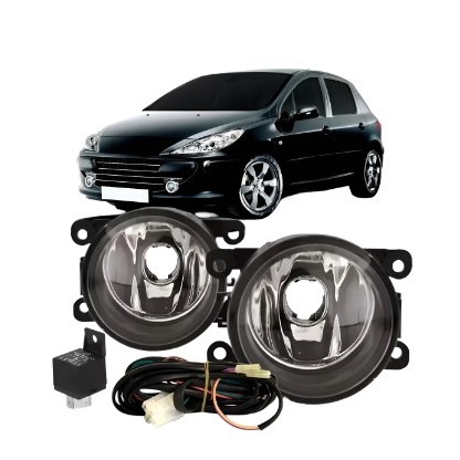 Kit Farol de Milha Peugeot 307 2007/2008/2009/2010/2011/2012 com Botão Universal sem Molduras.