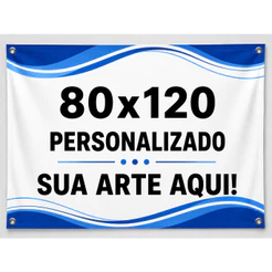 Faixa Banner Personalizado Com Ilhós Foto Sua Logo 80x120cm