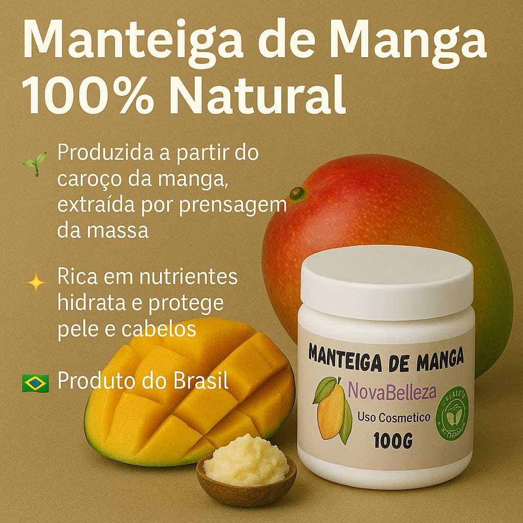 Manteiga de Manga 100% Natural Vegetal Vegana Hidratação Cabelos e Pele