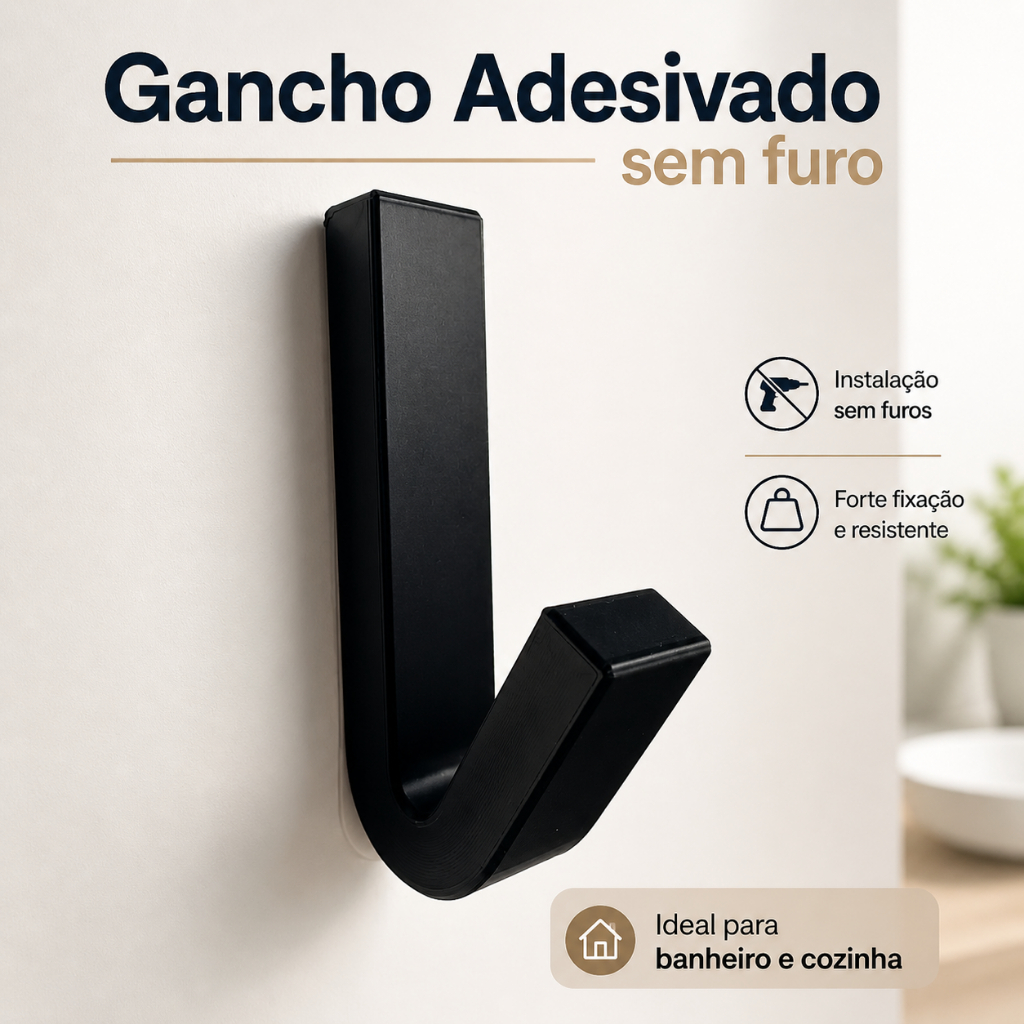 Gancho Adesivo Sem Furo Suporte Para Toalha Pano de Prato Banheiro Cozinha