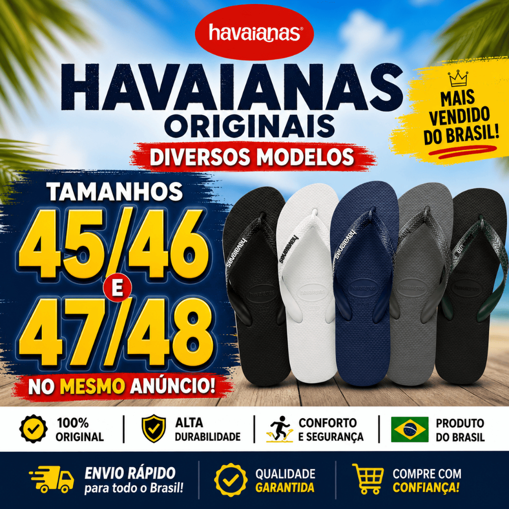 Chinelos Masculinos Original Tamanho Especial 45/46 e 47/48