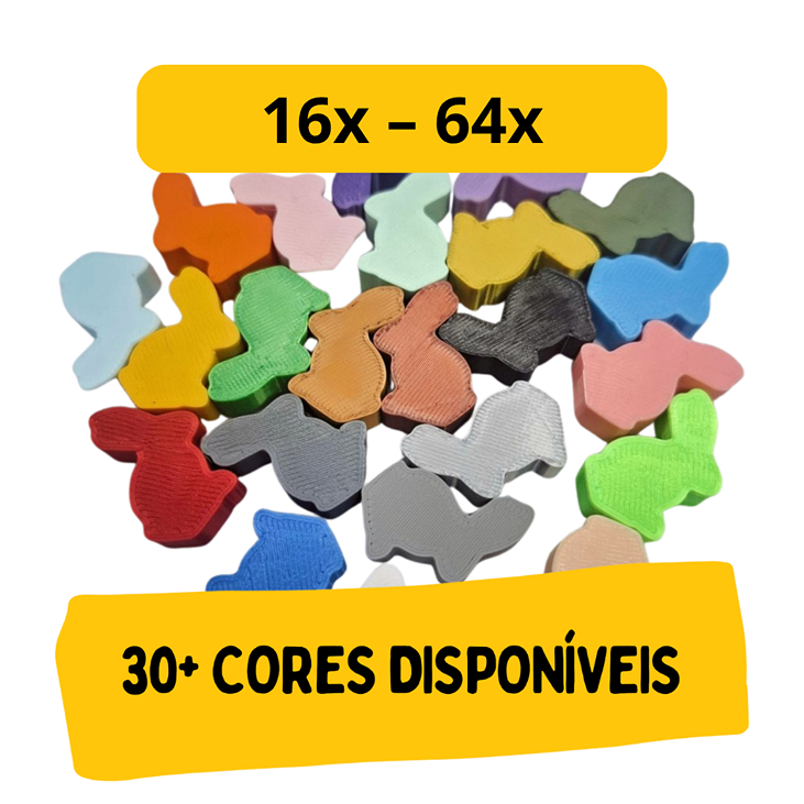 Kit de Coelhos para Dixit - Meeples para Board Game - Peças de Jogo de Tabuleiro - 16 a 64 Unidades