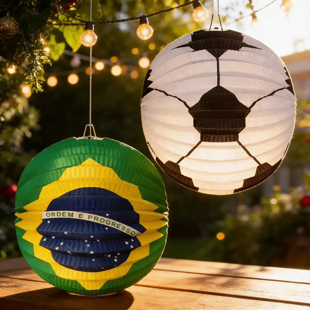 2 Enfeite Bola Brasil Decorativa Futebol Copa Do Mundo 26cm Decoração Festa Enfeite