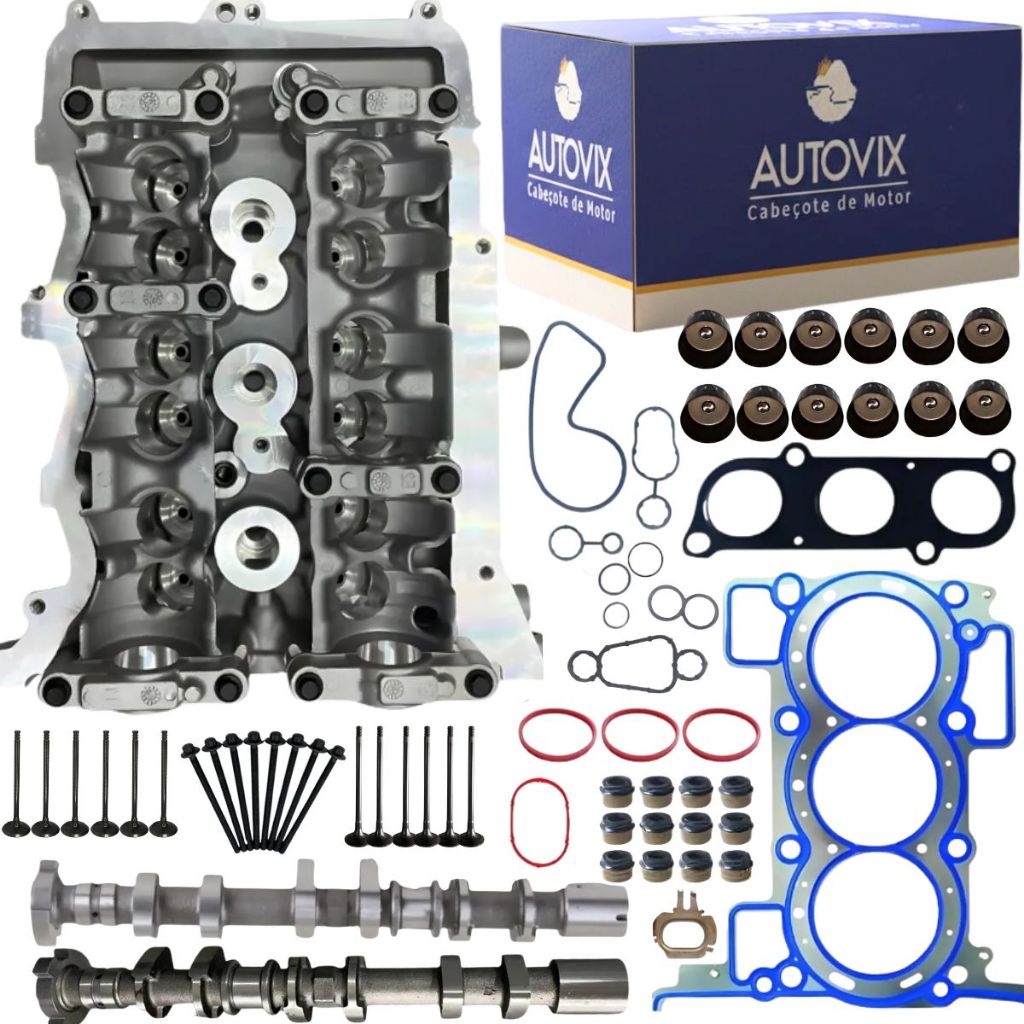 Kit Cabeçote Para Renault Sandero/Logan/Kwid 1.0 12v B4D C/Válvulas Adm e Esc, Parafusos, Juntas, Tuchos, Eixo Esc e Adm