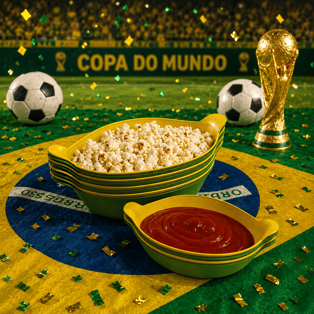 KIT10 petisqueira canoa + 4 molheira canoa plastica VERDE E AMARELA COPA DO MUNDO-petiscos churrasco