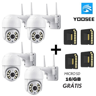 Kit 4 Câmeras Segurança IP Wifi yoosee Bivolt + 4 Cartões SD 16GB