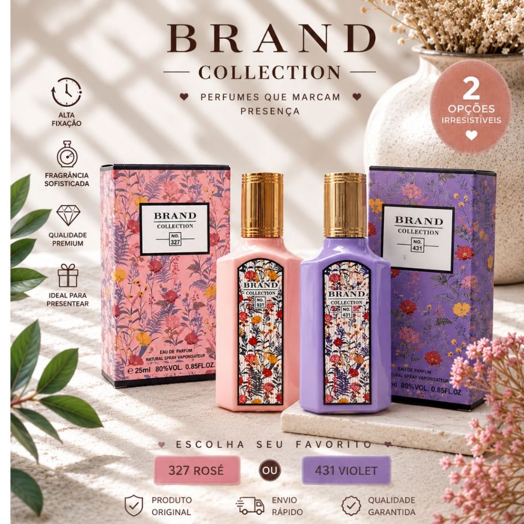 Perfume Feminino Brand 327 Rosé + 431 Violet Alta Fixação Kit 2 Unidades ou Unitário Oferta