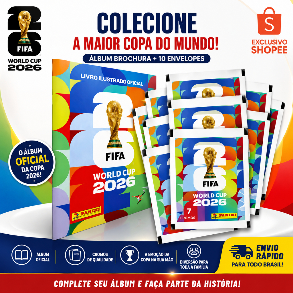Álbum Copa do Mundo Brochura 2026 Oficial Panini + 70 Figurinhas FIFA 2026 Original Pacotes de Cromos Copa Mundial