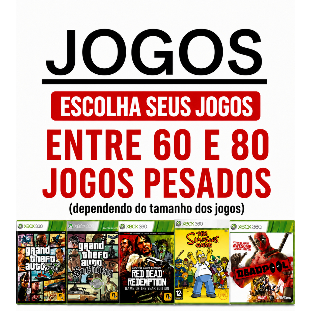Hd Externo 500gb Com Exploit Rock Band Para Xbox 360+ Jogos Escolha Entre 60 e 80 Jogos Pronto para Uso