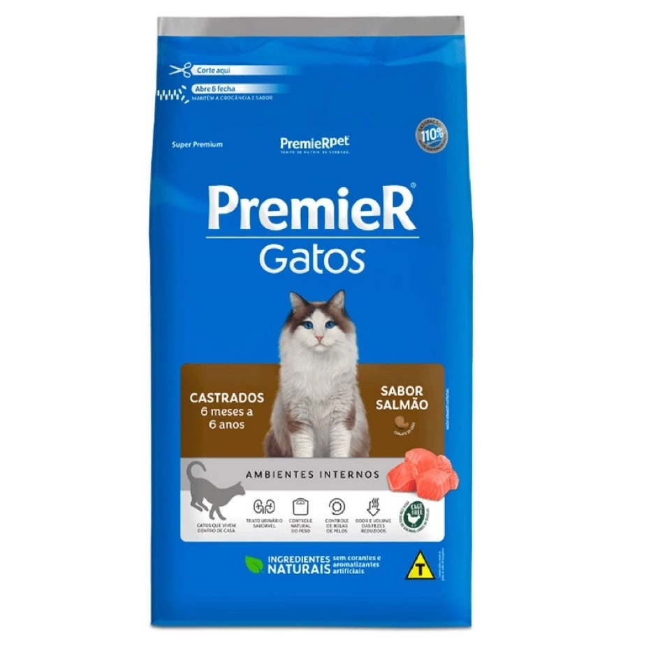 Ração Premier para Gatos Castrados Salmão 7,5kg