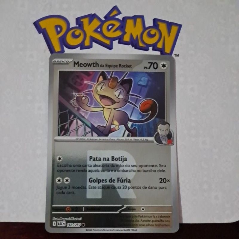 Carta Card Pokémon Miau Meowth Da Equipe Rocket Reverse Foil Heróis Excelsos