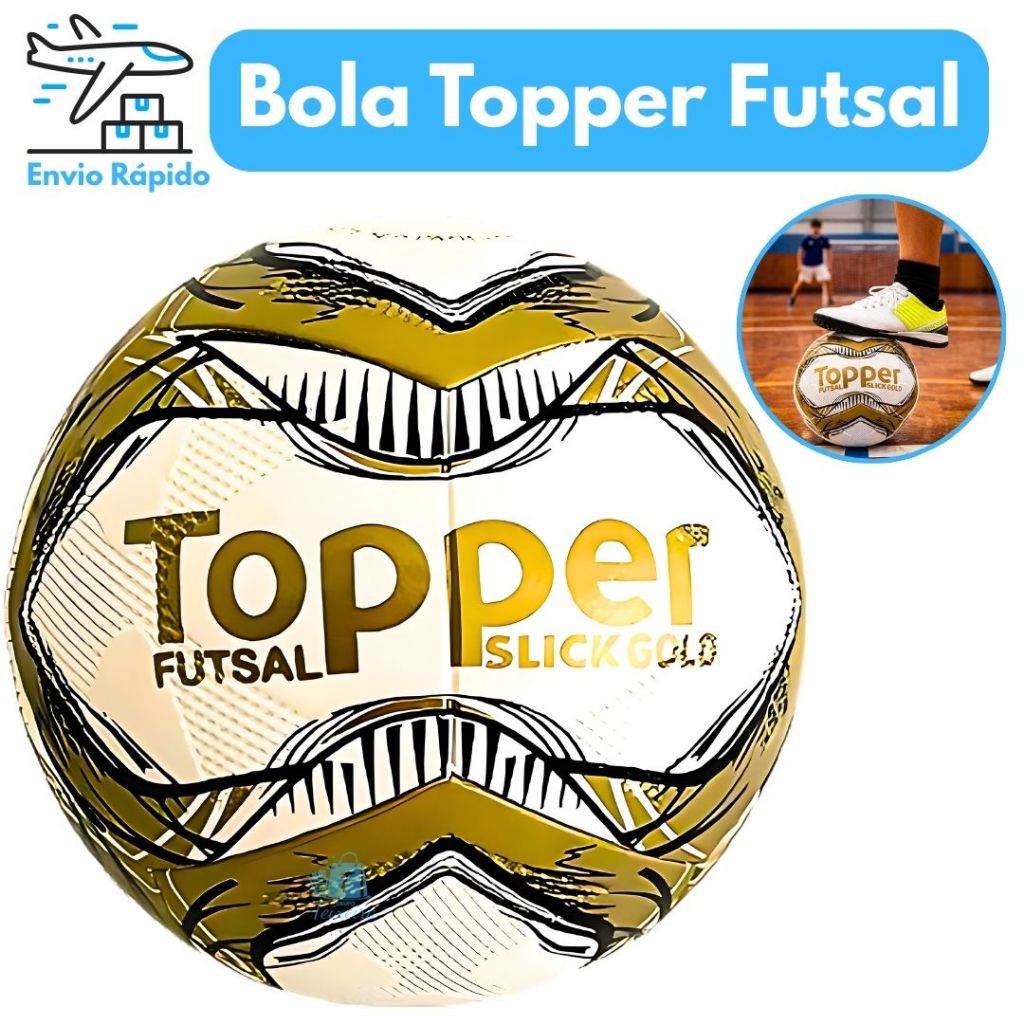 Bola Topper Slick Gold Futsal Profissional Original – Alta Performance para Quadra, Campo e Praia