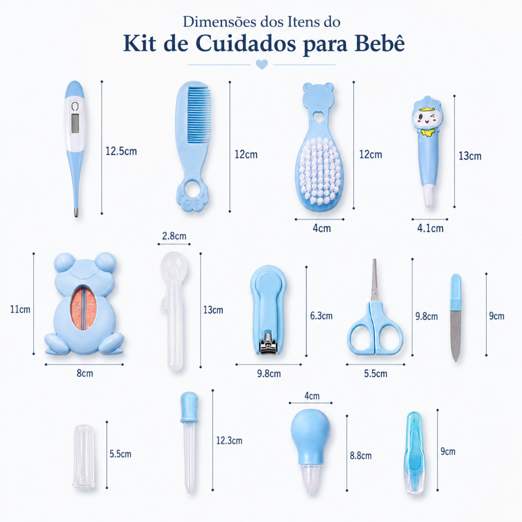 Kit 13 Peças Higiene e Cuidado para Bebê Recém Nascido, Conjunto Essencial Cortador, Escova, Pente — imagem 2 de 2