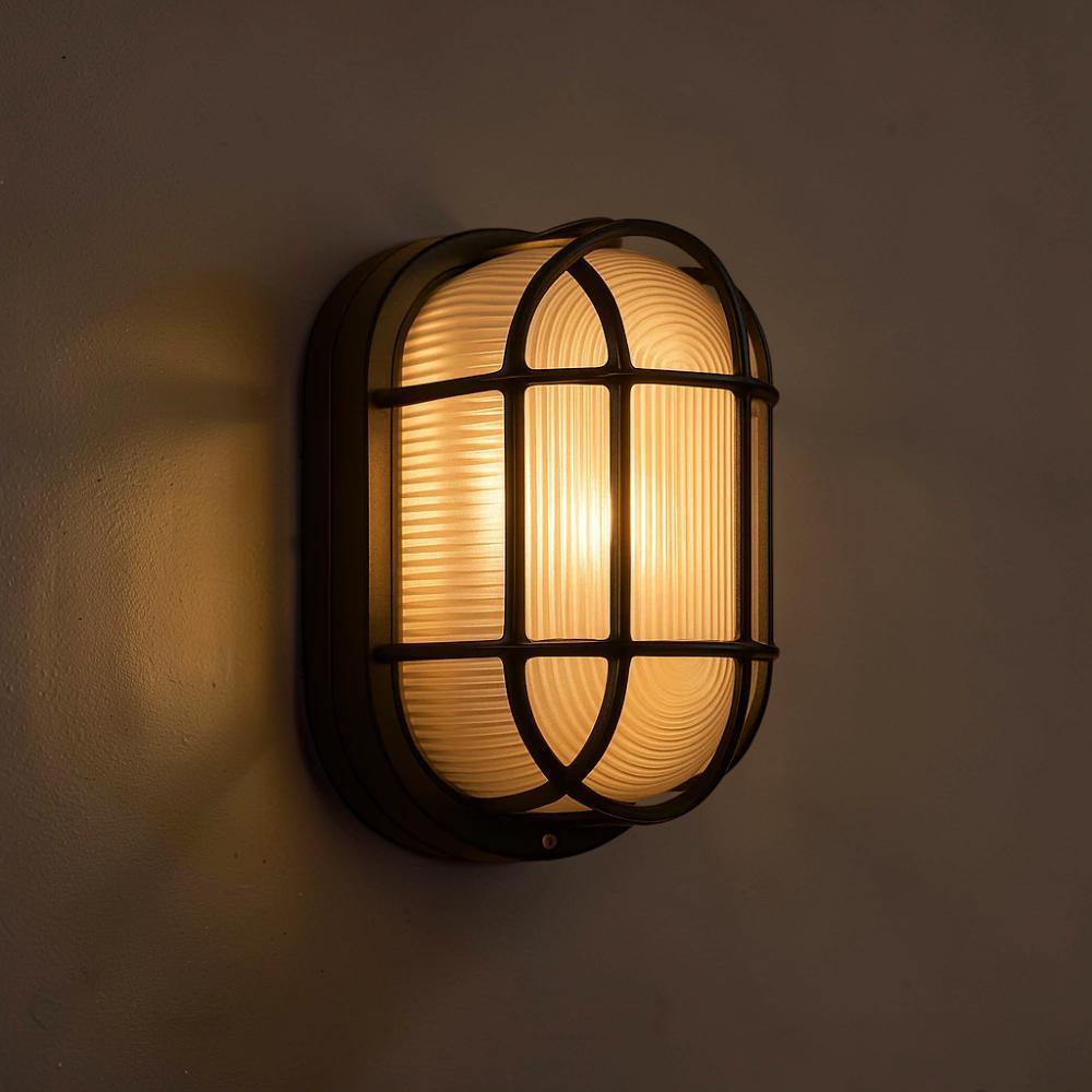 Arandela LED Oval Tartaruga E27 IP65 Preta - Luminária Externa Bivolt - Center.FA