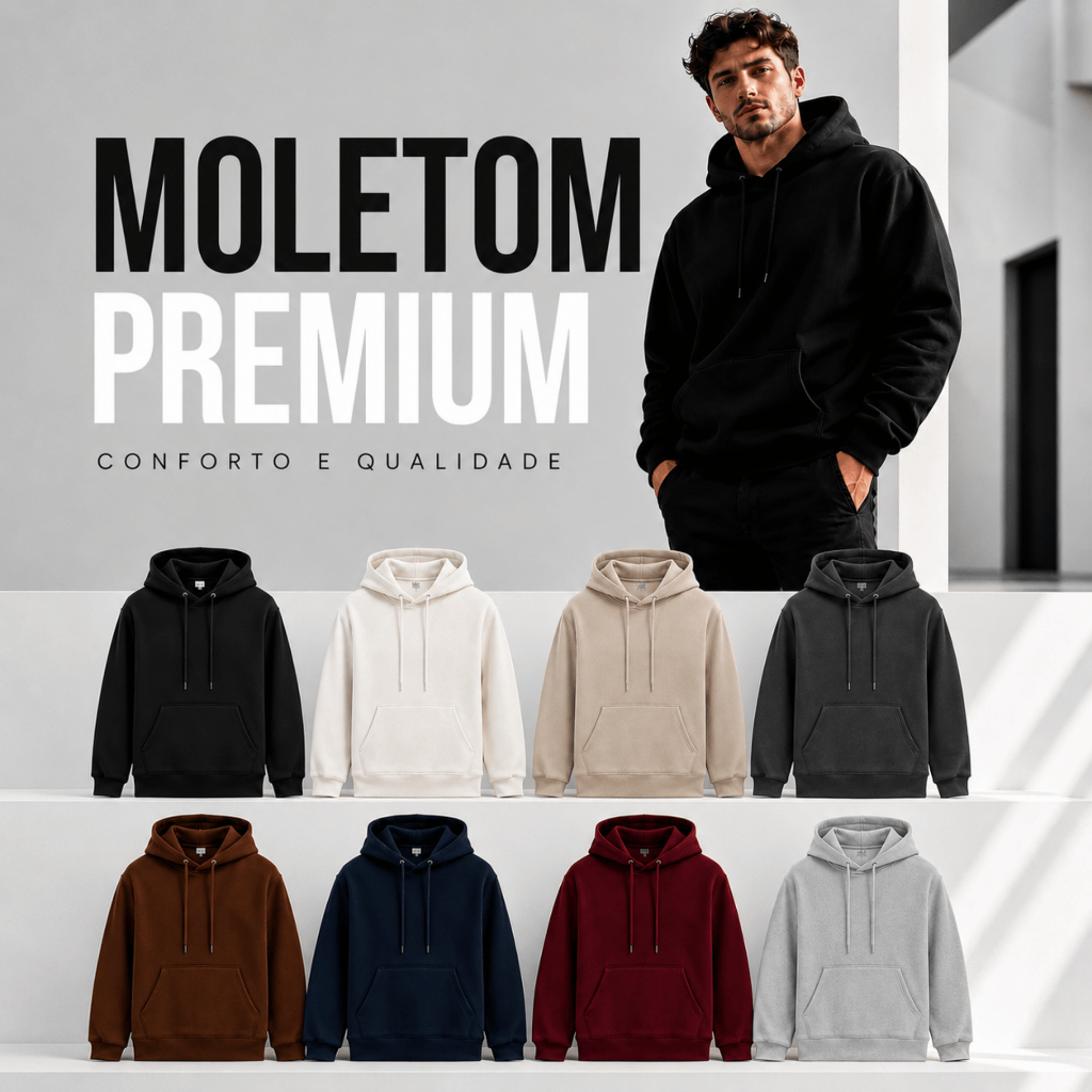 Blusa Moletom Canguru Liso 3 Cabos Grosso Flanelado capuz inverno algodão Premium Unissex streetwear