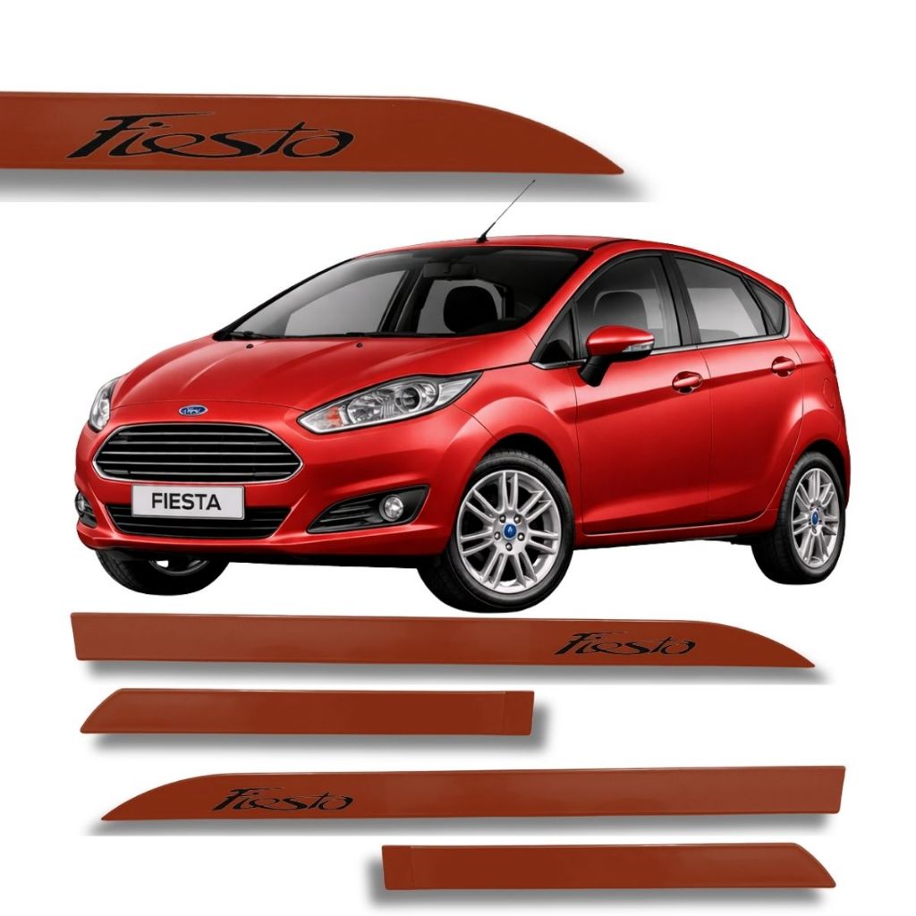 Jogo Friso Lateral New Fiesta Vermelho Bari 4pç Faca Grafia Protetor de Porta