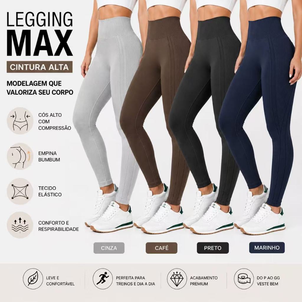 Calça Legging Com Cós Alto Ventilação Estratégica E Flexibilidade Para Treinos Sem Transparência