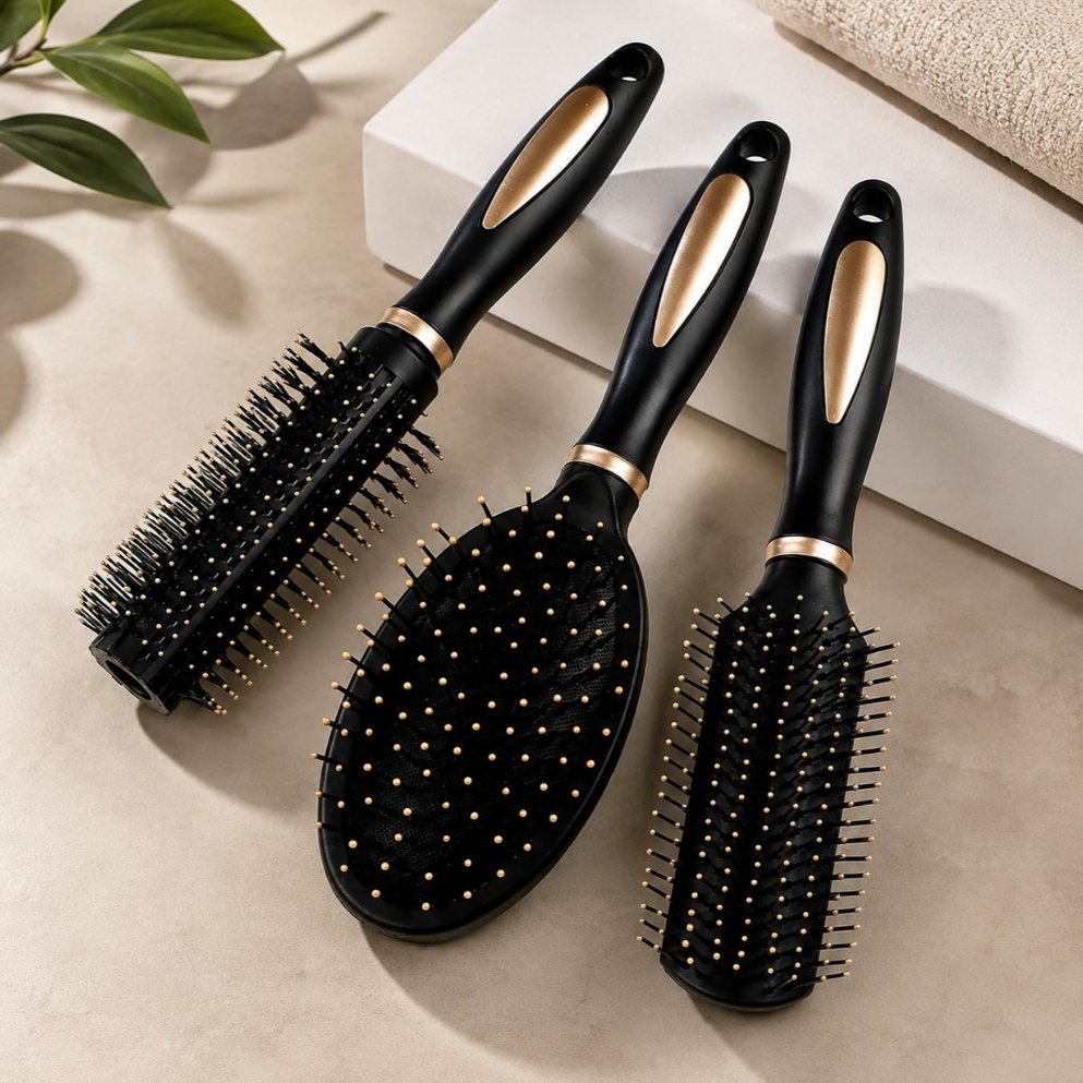 Kit 3 Escova de Cabelo Pente De Massagem Escova Cabelos Nylon Feminino Cabeleireiro De Salão