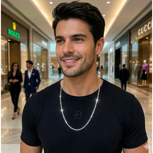 Corrente Masculina 3x1 1mm em Aço Inox PRATEADA Em Diferentes Tamanhos