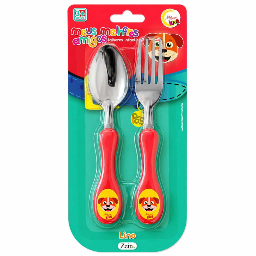 Kit Colher E Garfo Infantil Inox Anatômico Bebe Refeição Lançamento