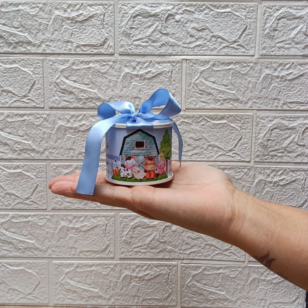 Kit Tubolata Personalizada Fazendinha Azul Lembrancinha / chá de bebê/ revelação/ batizado/ maternidade/ aniversário 5x6