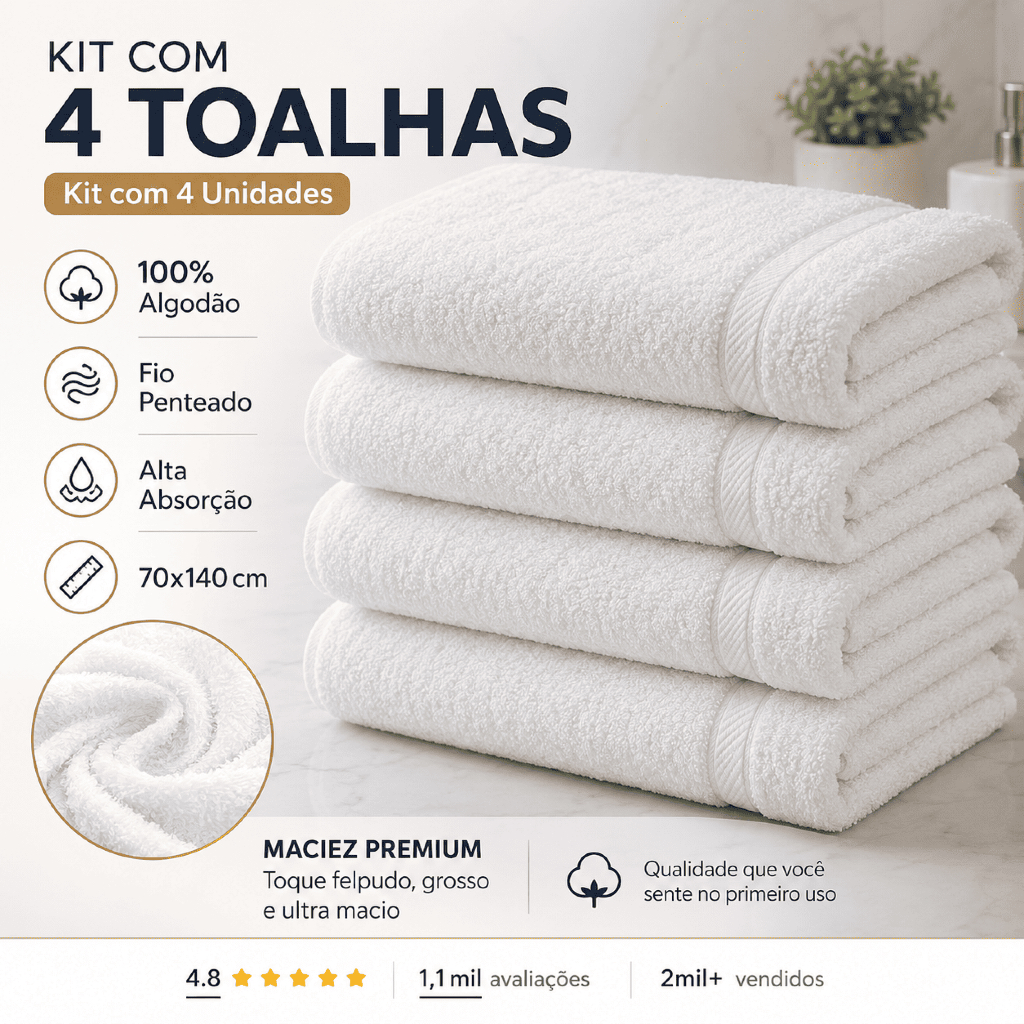 Toalha Banho Grande Branca Aveludada Algodão Alta Absorção Casa, Pousada, Hotel, Spa, Salão