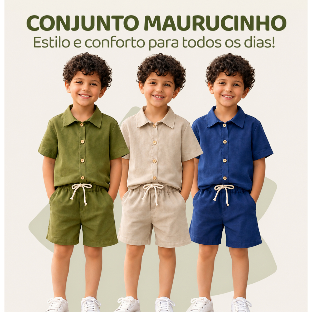 CONJUNTO DE MENINO INFANTIL  EM LINHO MISTO CONJUNTO MAURICINHO INFANTIL ROUPA INFANTIL ROUPA MENINO DE 2 AO 14 ANOS