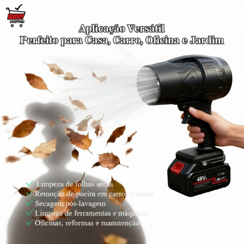 Soprador Portátil Sem Fio 48V 32000 RPM Ar Forte Limpeza Eletrônicos Bivolt LWJ-284