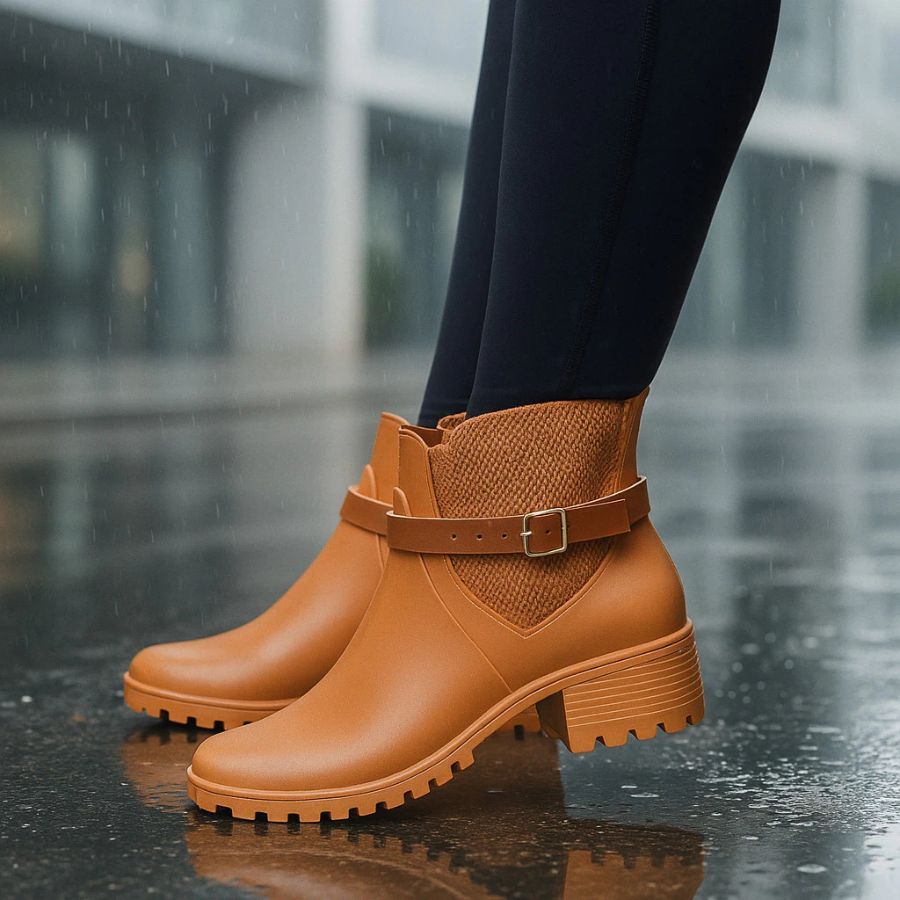 Bota Galocha Feminina 100% Impermeável Super Macia Confortável Sola Antiderrapante Chuva Inverno Neve Fivela Metal