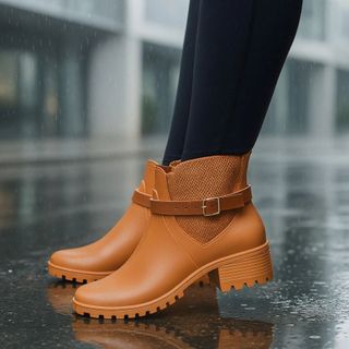 Bota Galocha Feminina 100% Impermeável Super Macia Confortável Sola Antiderrapante Chuva Inverno Neve Fivela Metal