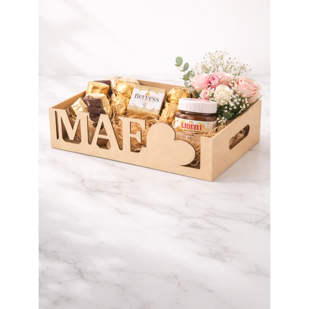 Bandeja MDF Para Montar Cesta De Presente Dia Das Mães 