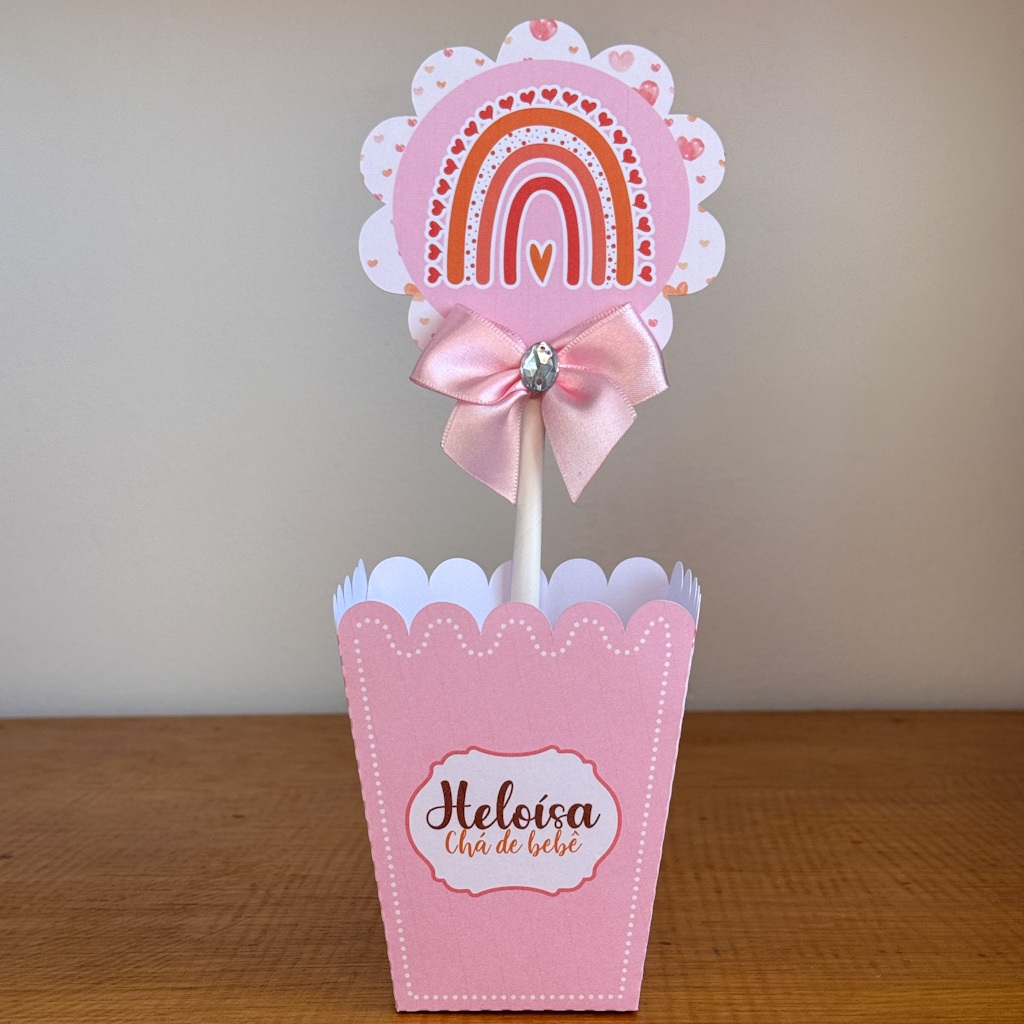 Kit Centro de mesa Arco-íris Personalizado | Enfeite Cachepô | Decoração