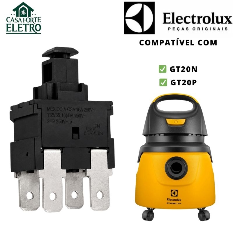 1 unidade do Interruptor Duplo Aspirador Electrolux GT20N e GT20P Original 4 Polos