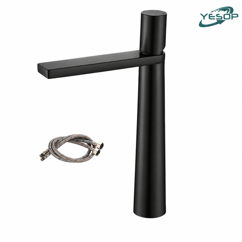 YESOP Torneira Banheiro Preta Fosca Luxo Inox Monocomando Misturador Alta 30cm