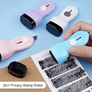 Carimbo de Privacidade 2 em 1 Com Cortador Mini Rolo de Proteção de Dados
