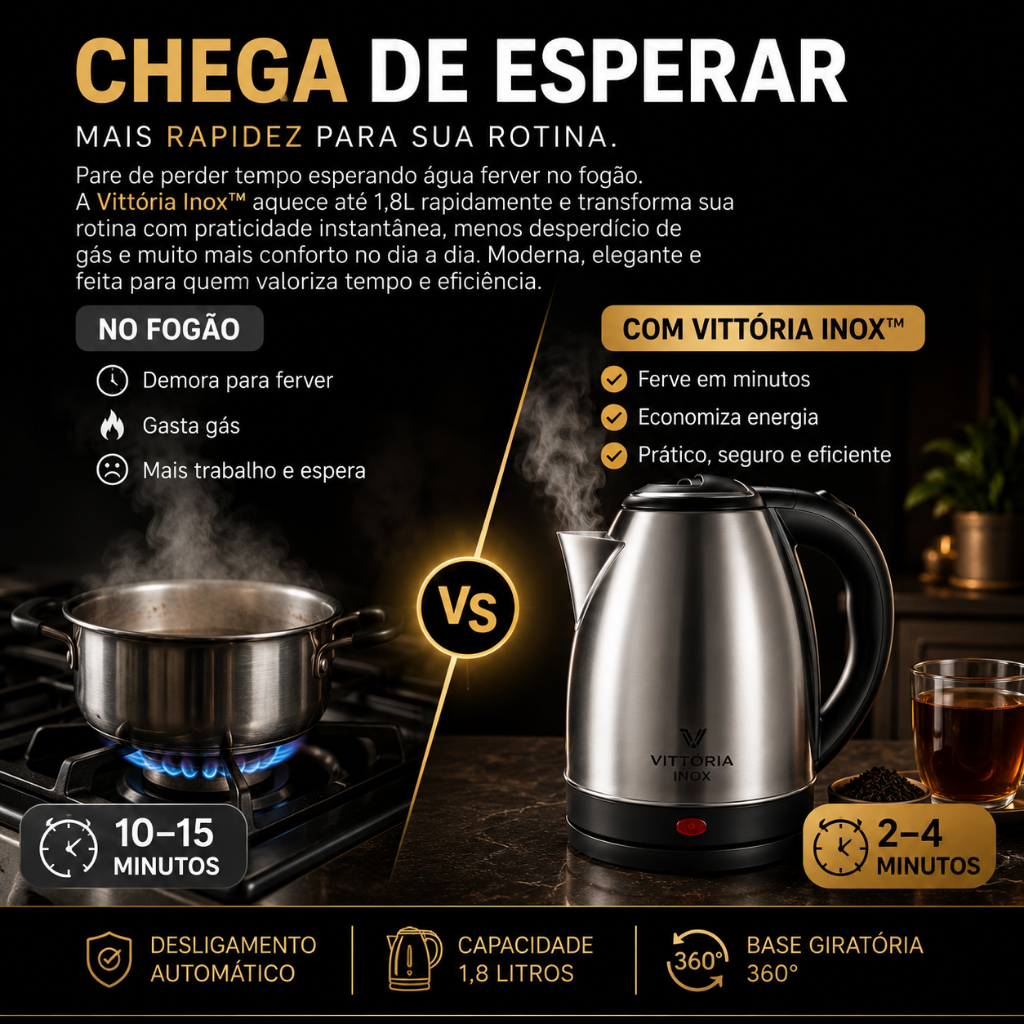 Chaleira Elétrica 1,8L  127v e 220v  Vittória Inox™