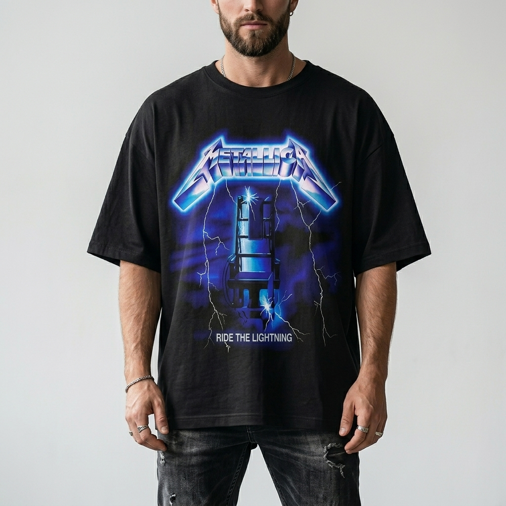 Camisa Camiseta Unissex Metallica Ride The Lightning Camisa Banda Metallica Adulto e Infantil
