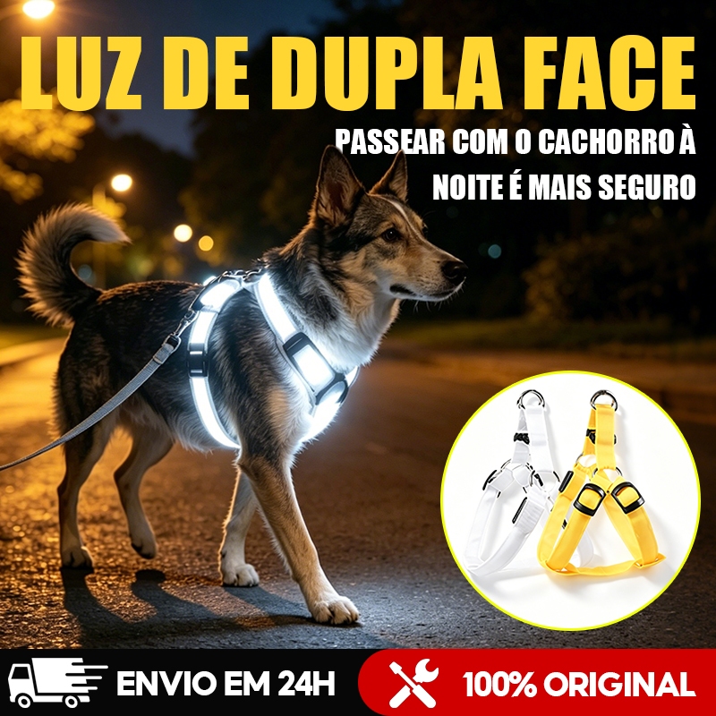 LED Coleira Peitoral para cachorro pequenos e médios Arnês Cães LED Iluminado Ajustável , Colete Brilhante Pis