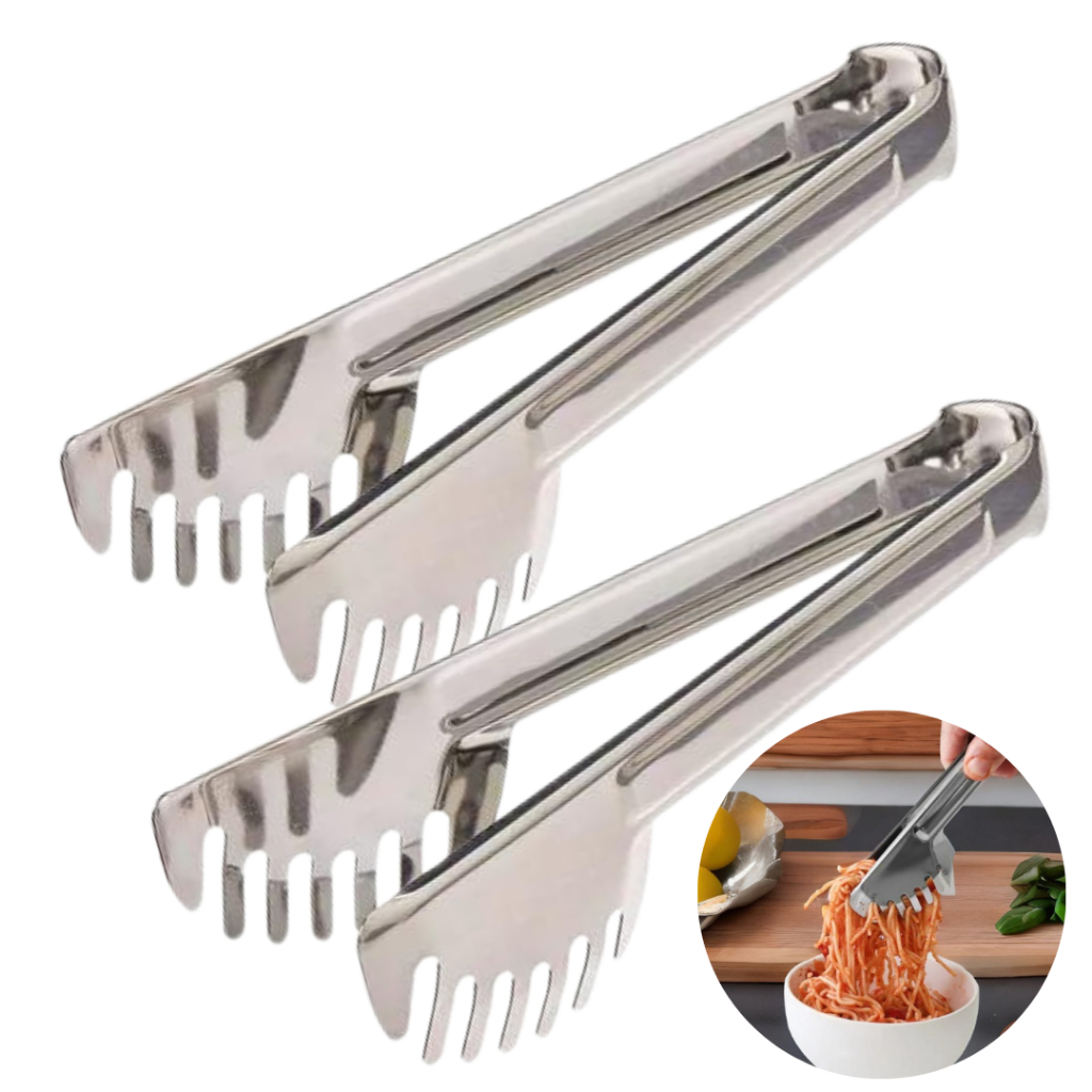 Kit Pegador Universal Serrilhado Em Inox Para Massa Salada Petiscos Carne Com 01, 02 ou 03 Un.