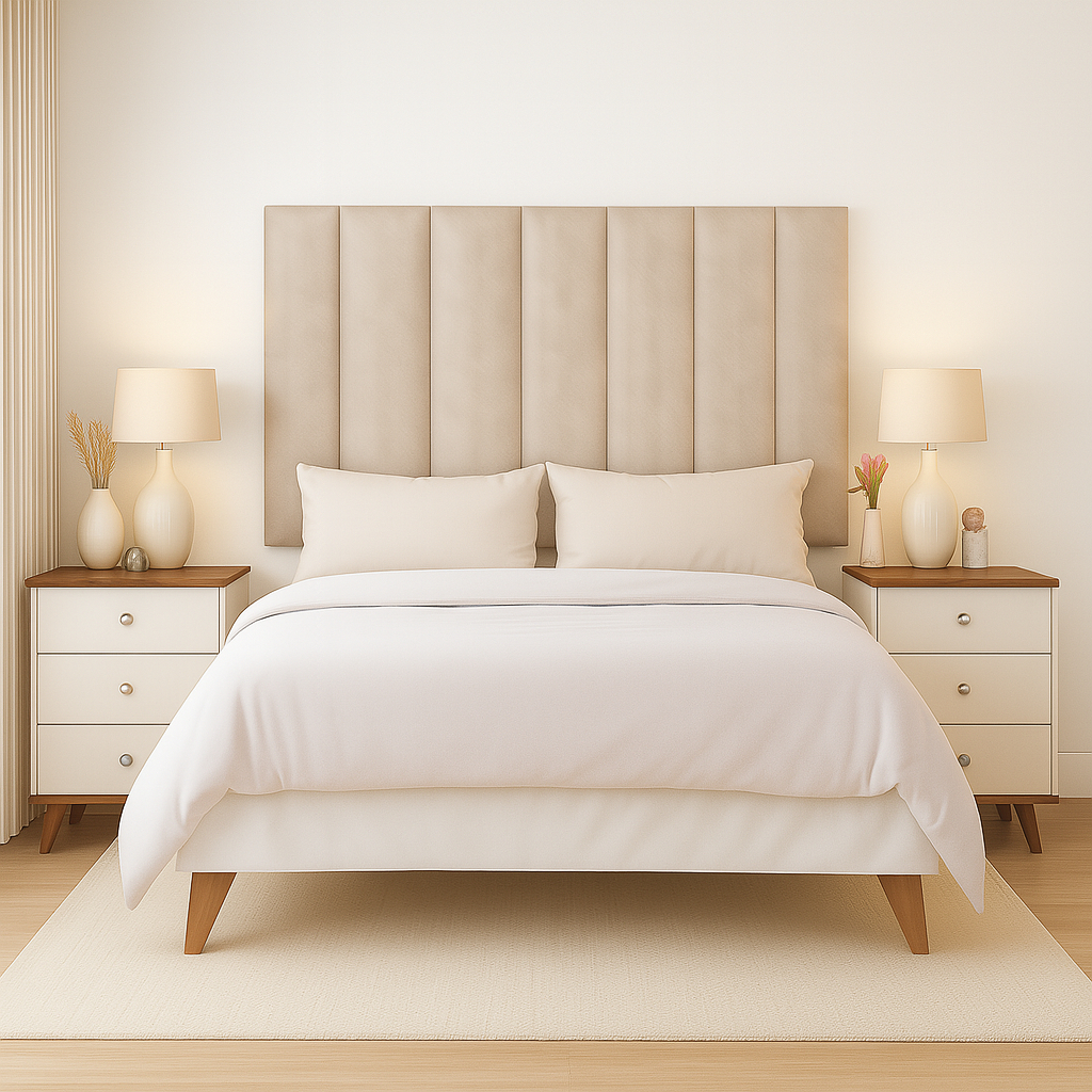 Kit Completo Para Quarto De Casal Estilo Retrô – Cabeceira 1,40 + 2 Criados Mix com 3 Gavetas