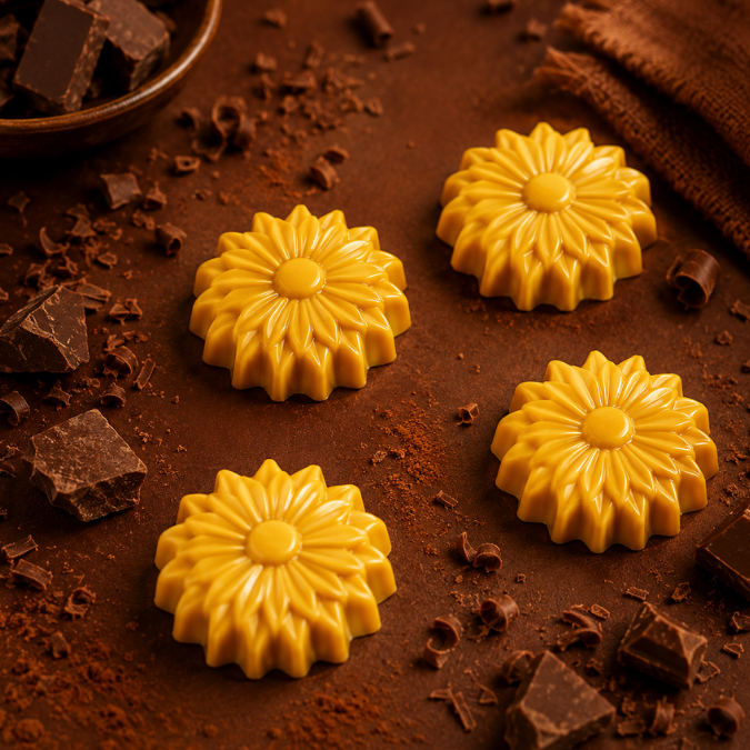 1~10 Forma BWB SIMPLES Para Chocolate Cód. 9878 - Girassol 17g. Para Festa Flores Bombom Trufa (CHOCO) · foto 2