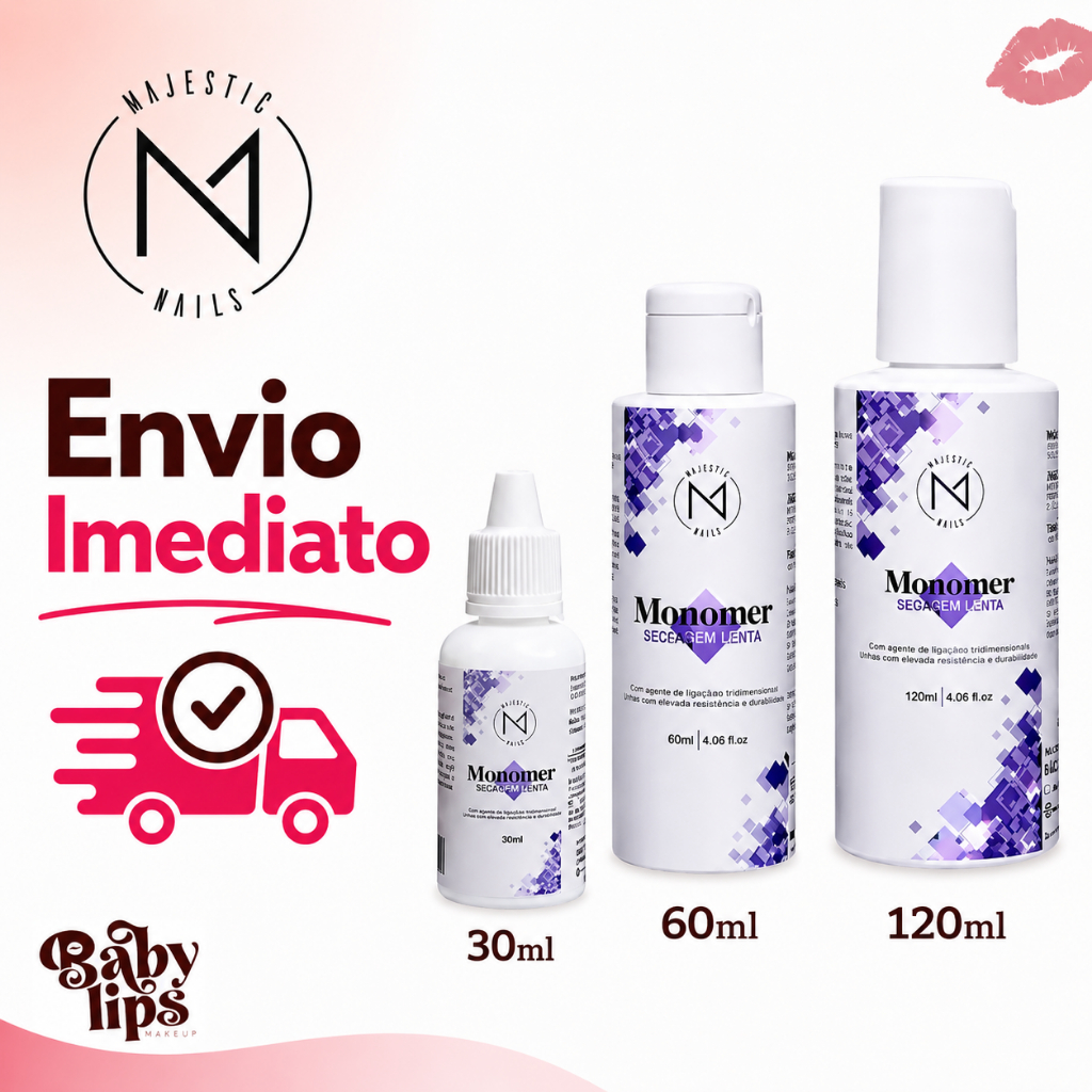 Monomer Líquido 30ml 120 ml Majestic Nails Lento