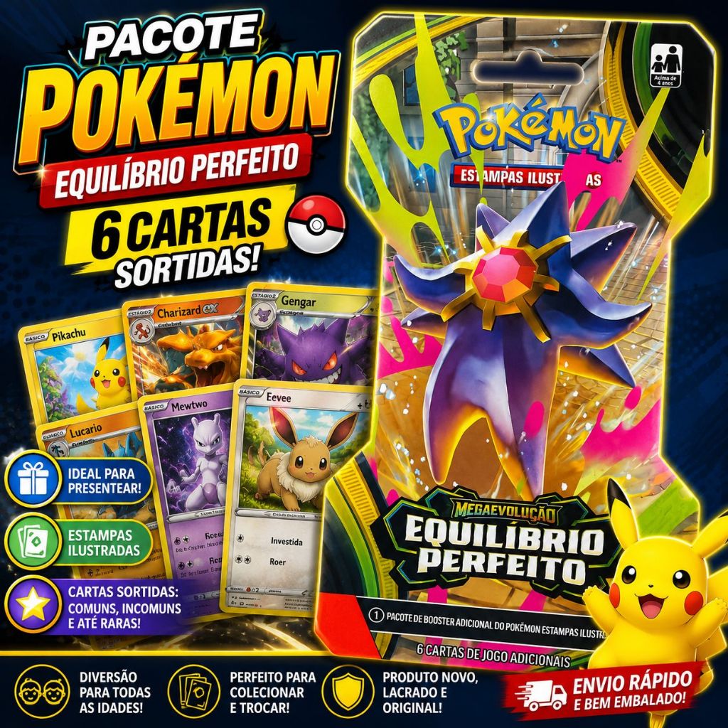Cartas Pokémon Booster 6 Cartas Equilíbrio Perfeito Original Lacrado