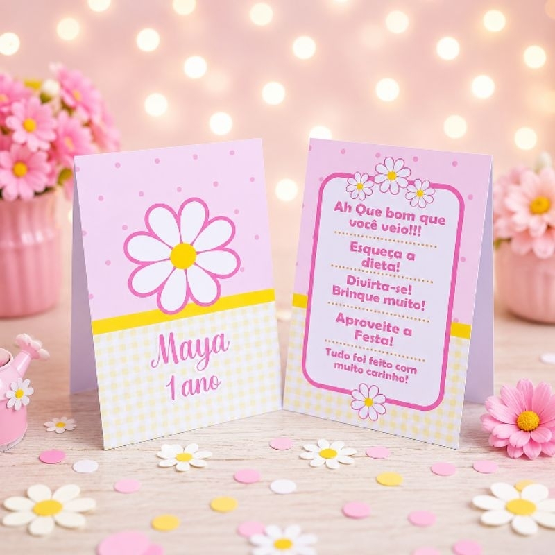 Kit Plaquinha de Agradecimento Margaridas 2 - Centro de Mesa - Personalizados - Lembrancinha- Festa infantil - Decoração
