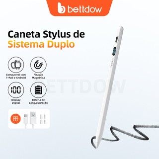 Caneta Stylus 2 em 1 BETTDOW GD017, compatível com sistemas iPad e Android, com indicador LED de bateria.