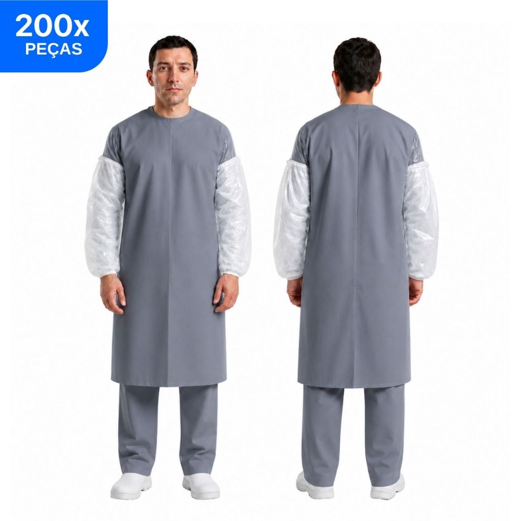 Kit 200 Mangote Manga Manguito Plástico Impermeável Descartável Com Elástico Branco Uso Profissinal