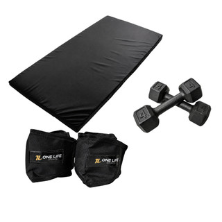 Kit Treino em Casa Colchonete Halter Sextavado 4kg Caneleira 4kg Academia Cross Training Funcional