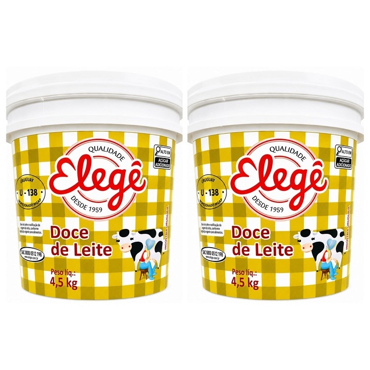 Doce de Leite Elegê Balde 4,5 kg - 2 Unidades