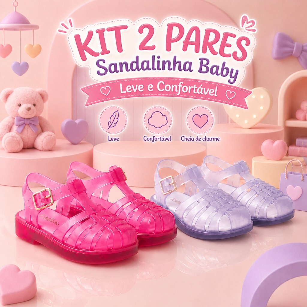 Kit 2 Sandália Baby MEL 17 Ao 24 Confortável Sensação Dia a Dia Mais Vendido Oferta Envio Imediato